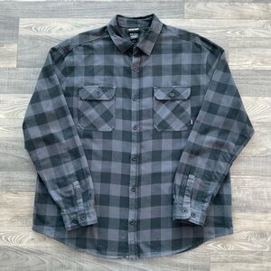 Burton Brighton Organic Cotton Flannel Shirt Men’s XXL Black Gray Plaid 14053